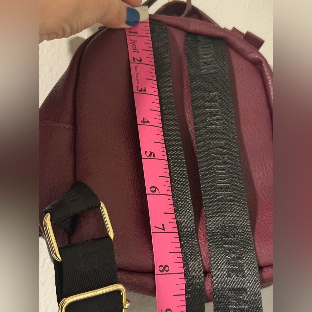 Steve Madden Quilted Mini Backpack in Burgundy with Gold Hardware - Picture 7 of 8